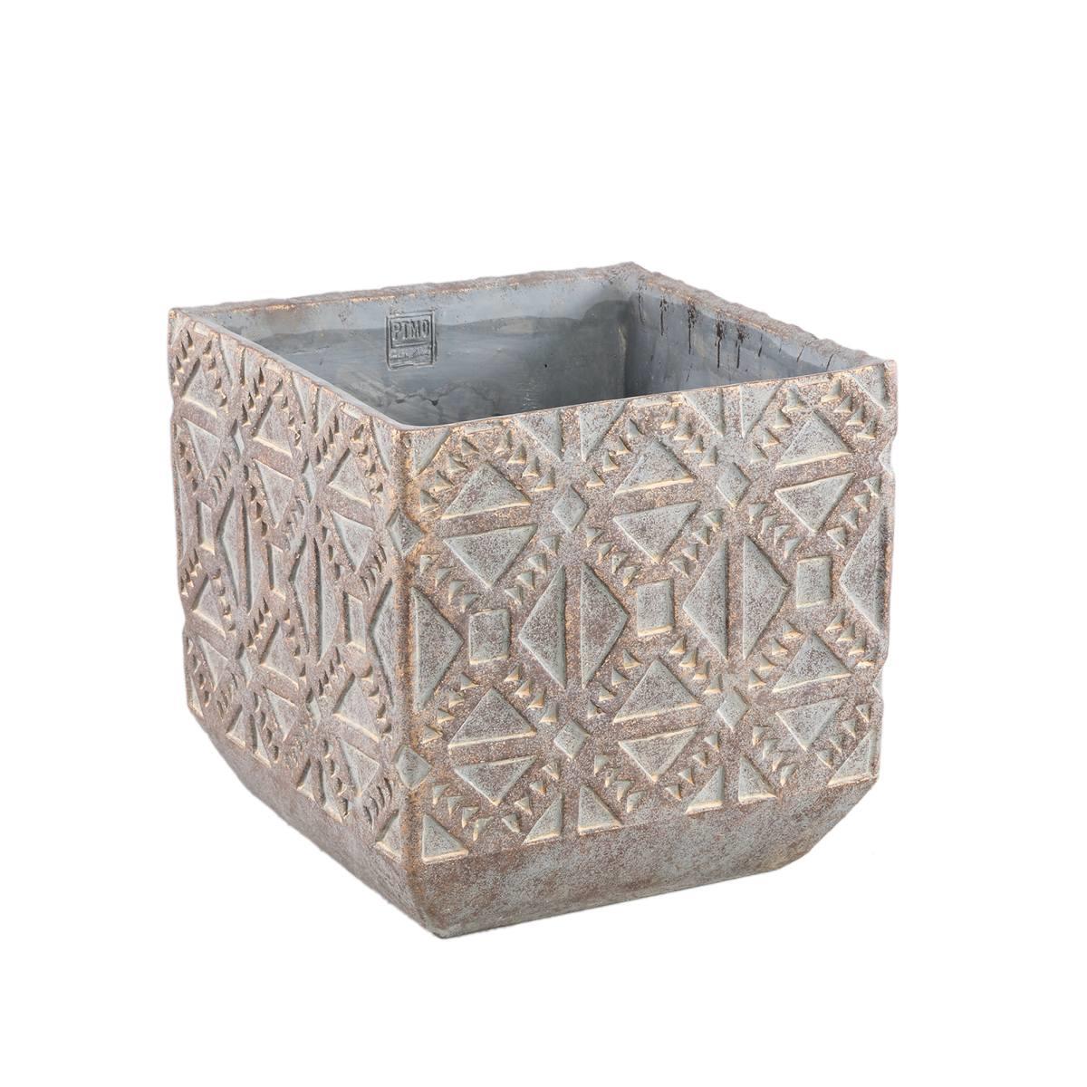 DE BESTE PTMD Jenah Bloempot - 30 x 30 x 30 cm - Cement - Bruin