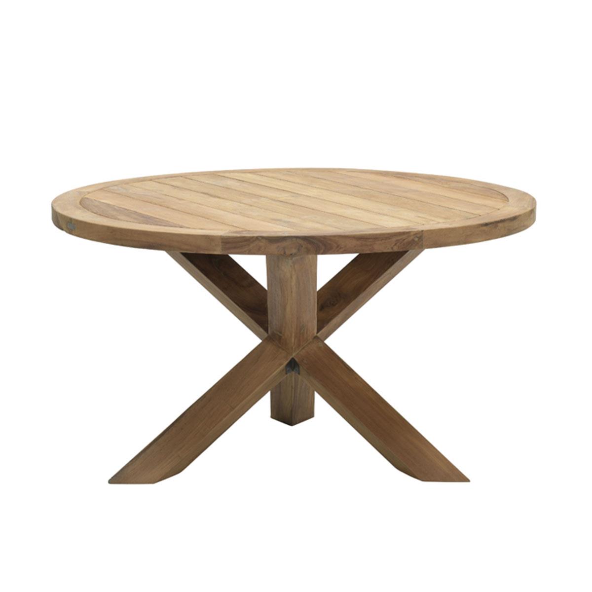 DE BESTE TUINIMPRESSIES MET DE GARDEN IMPRESSIONS ELVIRA TUINTAFEL Ø140 - NATUURLIJK TEAK