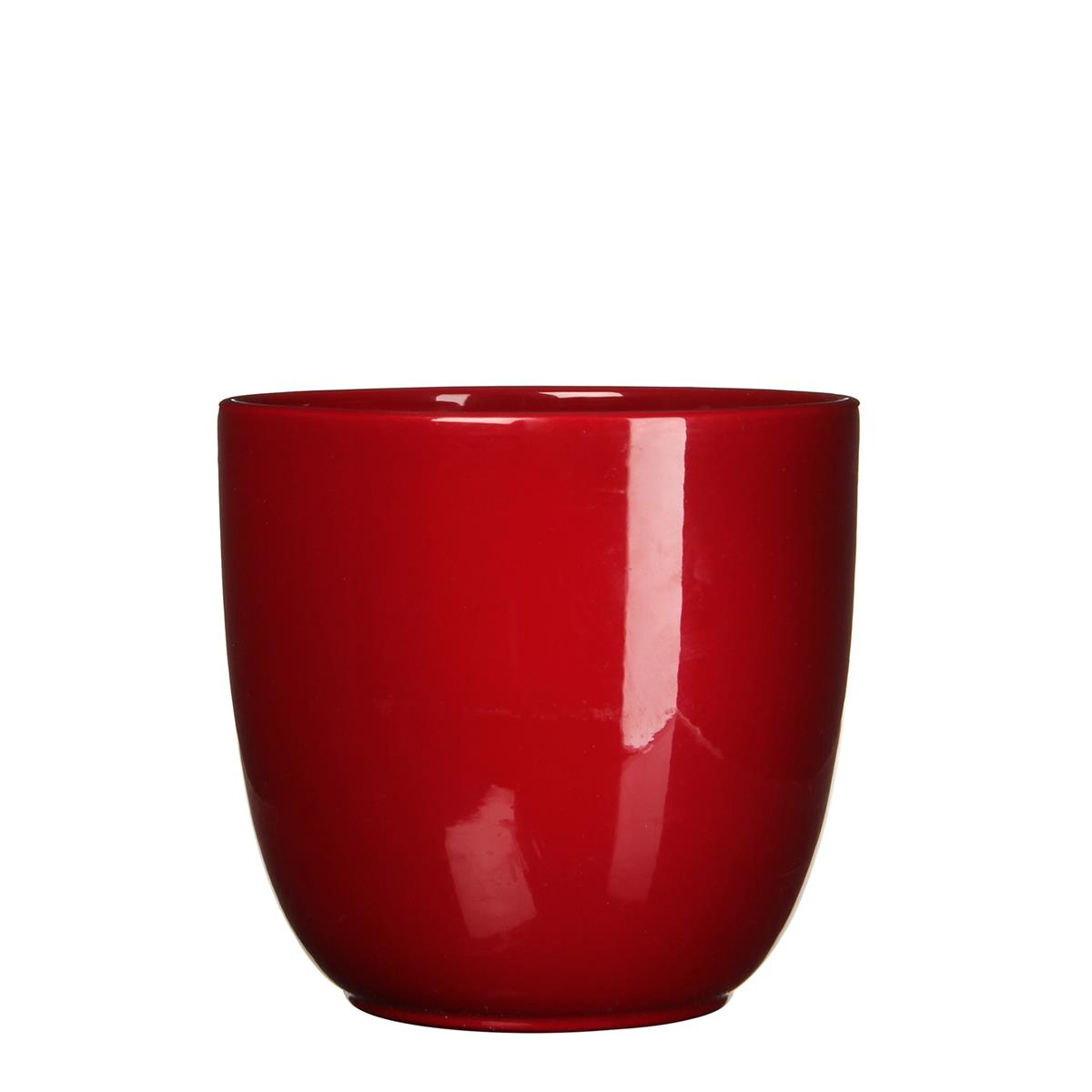 DE BESTE MICA DECORATIONS TUSCA BLOEMPOT - HOOGTE 23 x DIAMETER 25 cm - DONKERROOD