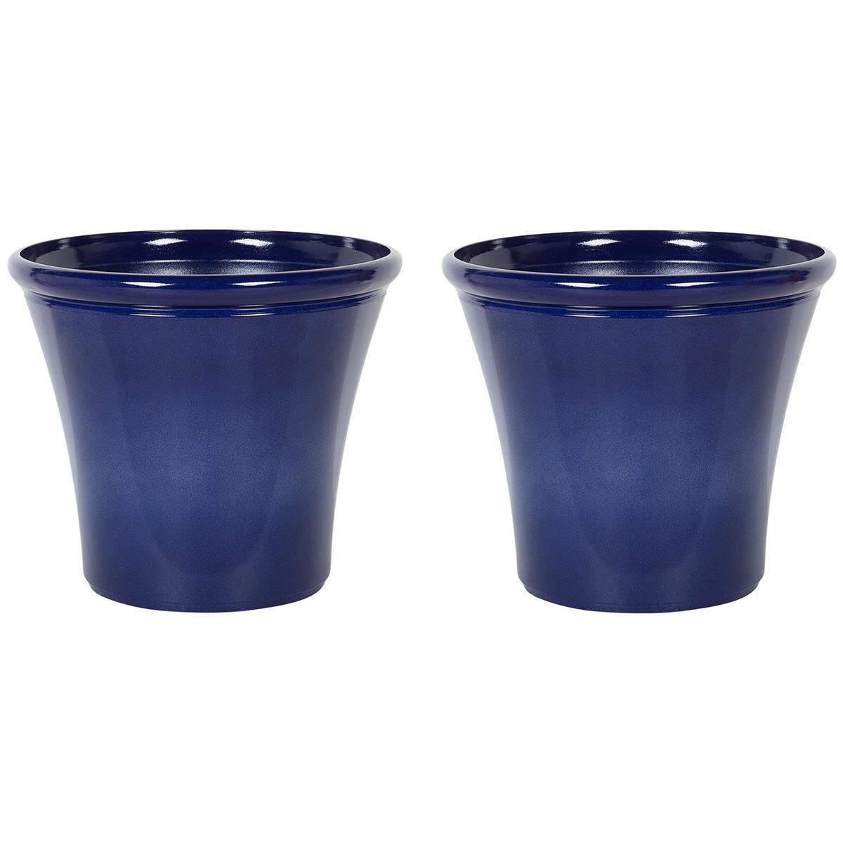 - DE BESTE BLOEMPOT SET: BELIANI - KOKKINO - BLAUW - 46 CM - KLEI-VEZELMENGSEL