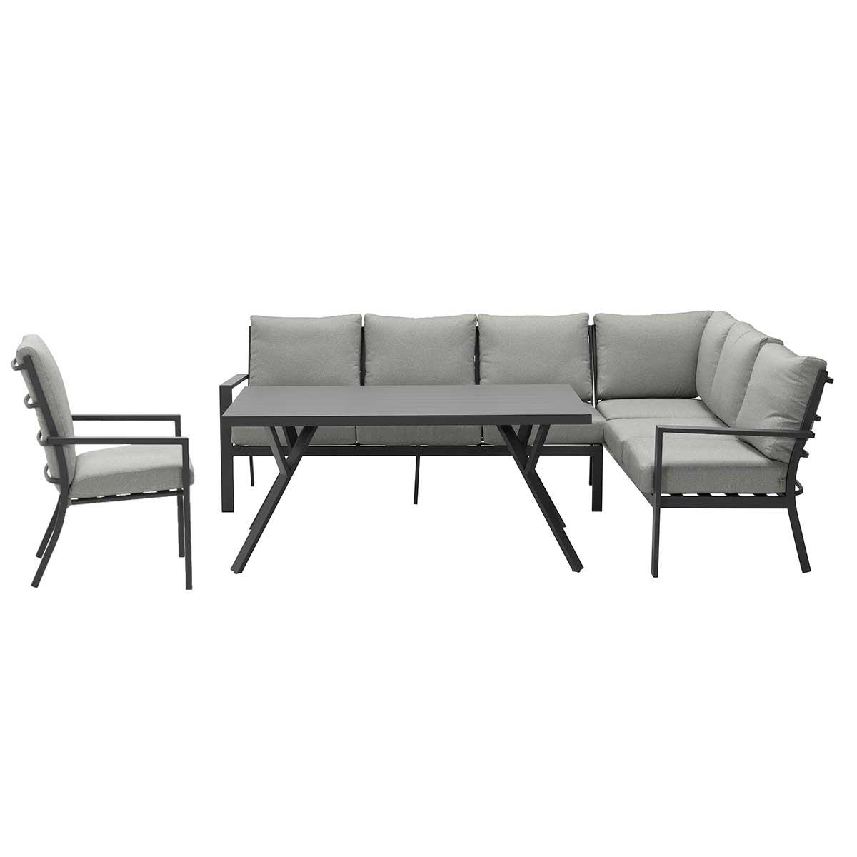 DE BESTE GARDEN IMPRESSIONS SERGIO LOUNGE DINING SET RECHTS - 4-DELIG - VOOR UW BUITENRUIMTE