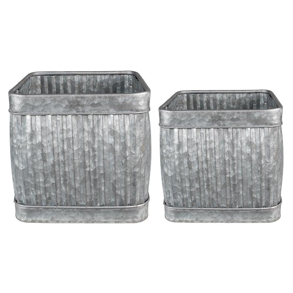 DE BESTE CLAYRE & EEF PLANTHOUDER: 31x31x28 cm Grijs Metaal Vierkant Bloempot