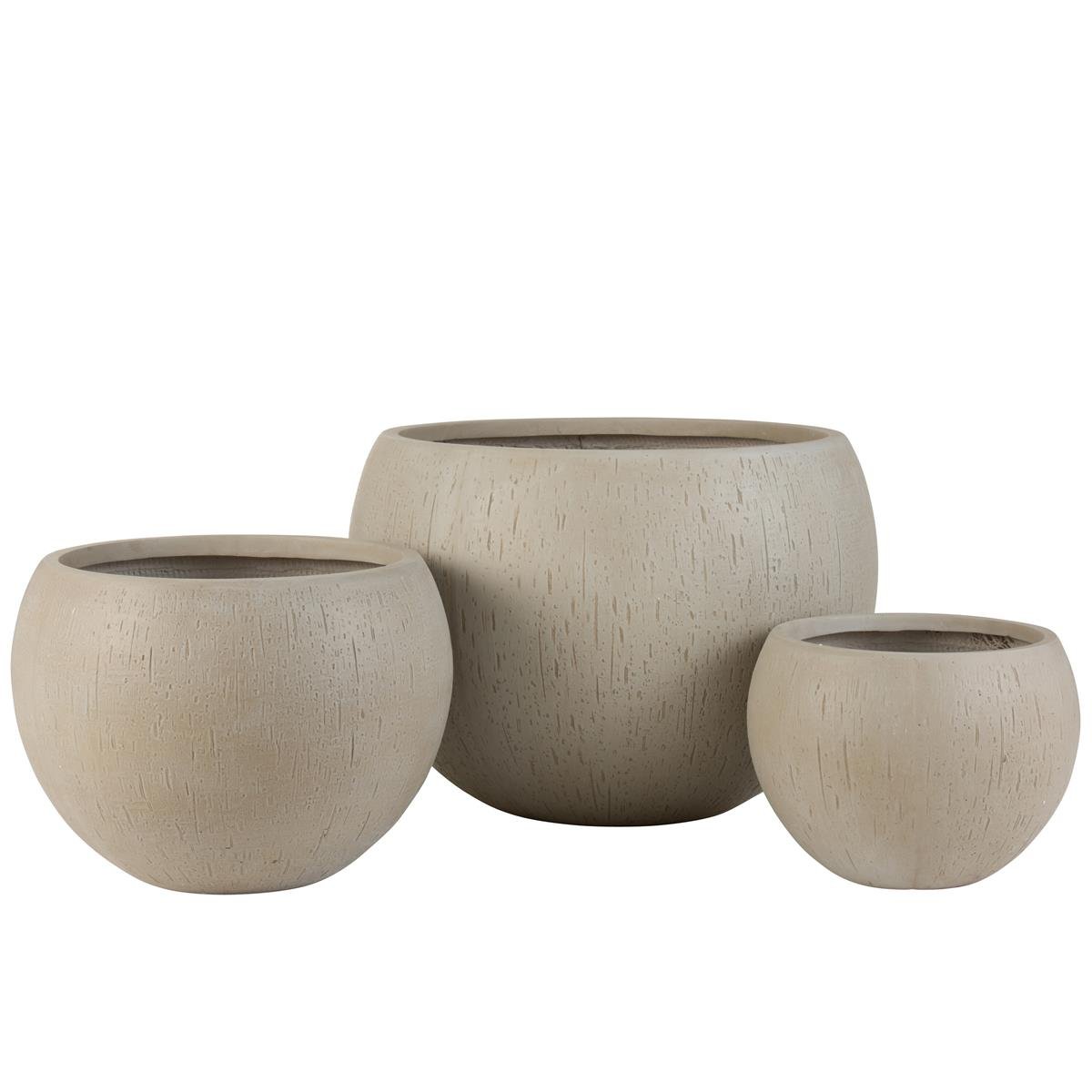 DE BESTE J-LINE BLOEMPOT ROND KLEI - KERAMIEK - BEIGE - Ø 55.50 CM - 3 STUKS