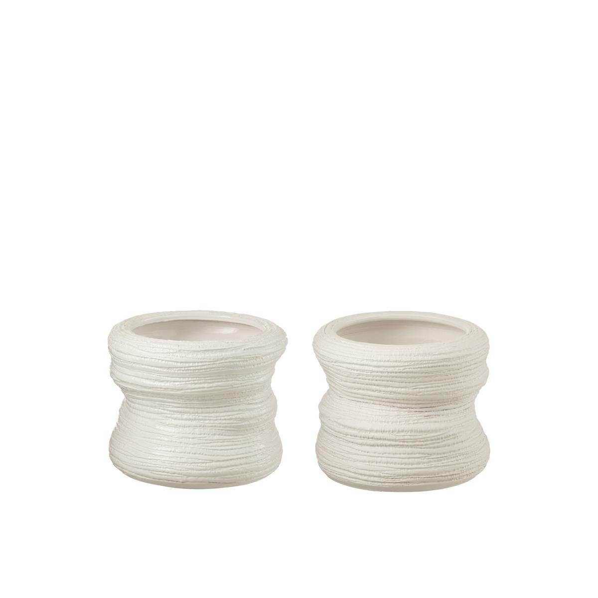 DE BESTE J-LINE BLOEMPOT VAN ORGANISCH KERAMIEK IN WIT - S - Ø 25.50 CM - 2 STUKS
