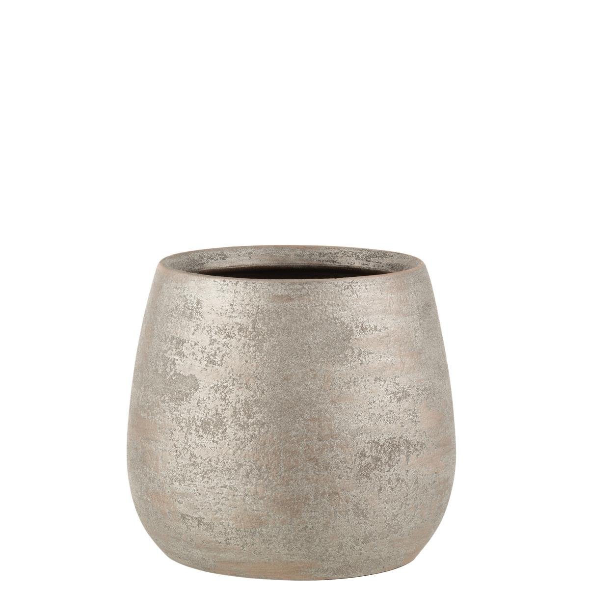 DE BESTE J-LINE BLOEMPOT VAN ONEFFEN RUW KERAMIEK IN ZILVER - LARGE - Ø 23.00 CM
