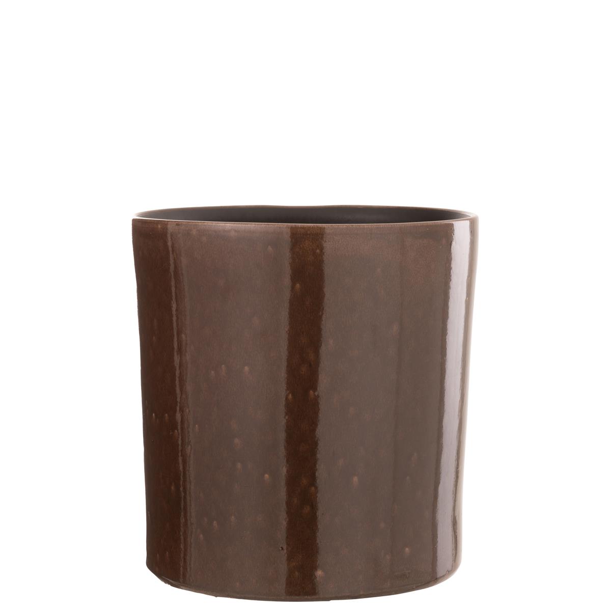 DE BESTE J-LINE BLOEMPOT FLEK - KERAMIEK - BRUIN - LARGE - Ø 24.00 CM