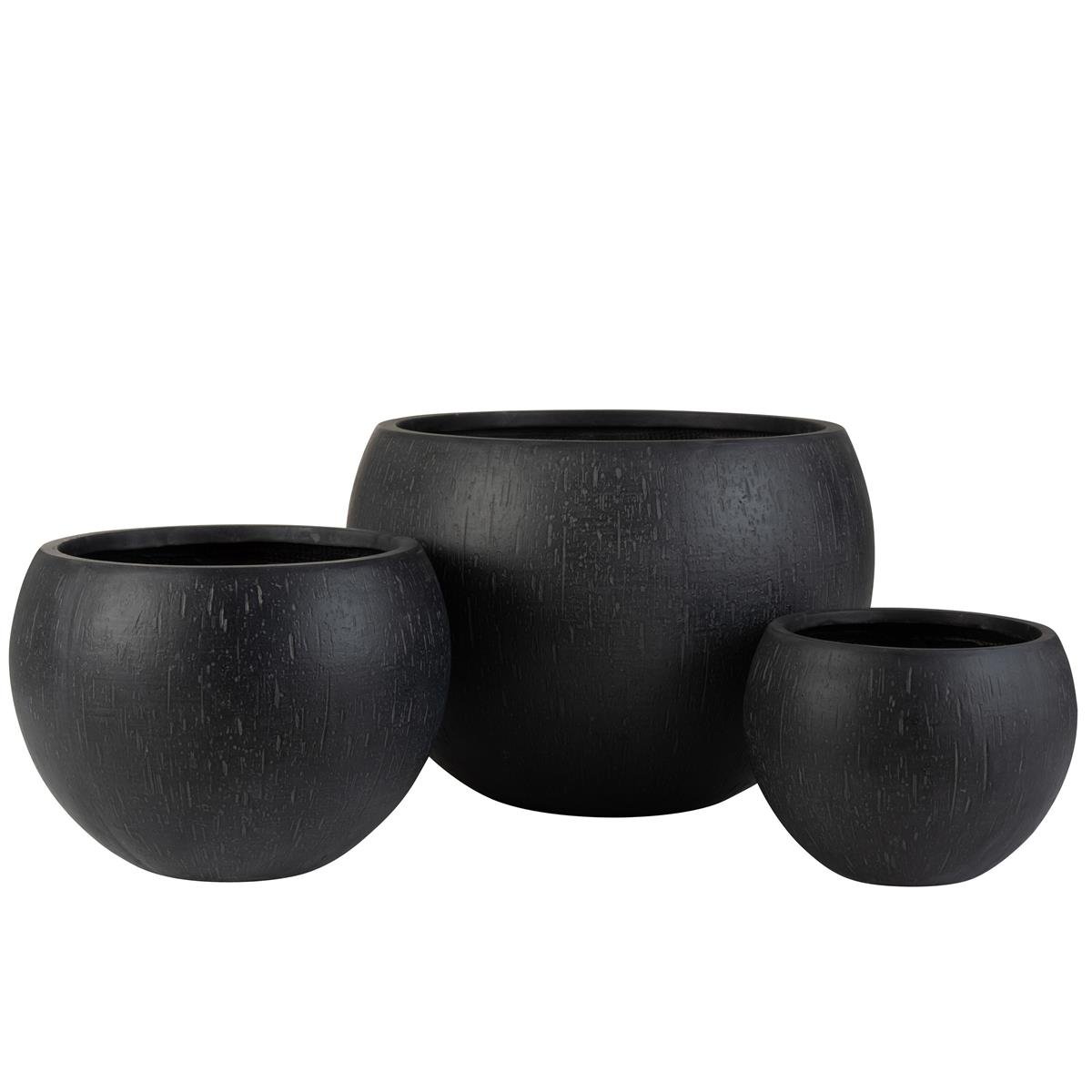DE BESTE J-Line Bloempot voor Binnen en Buiten - Keramiek Zwart - Ø 55.50 cm - Set van 3 Stuks