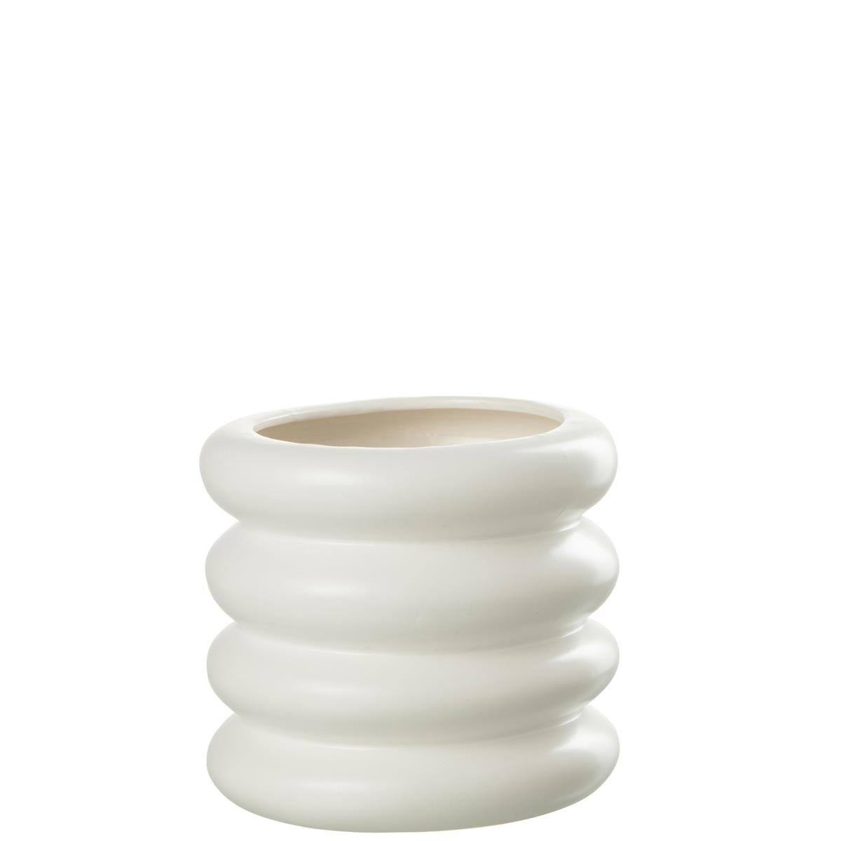 DE BESTE J-LINE BLOEMPOT BOEIEN - PORSELEIN - WIT - SMALL - Ø 18.50 CM