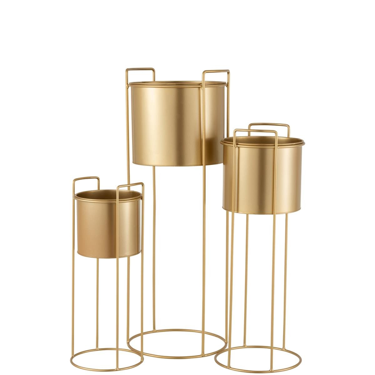 DE BESTE J-LINE BLOEMPOT OP VOET - METAAL - GOUD - Ø 28.00 CM - 3 STUKS