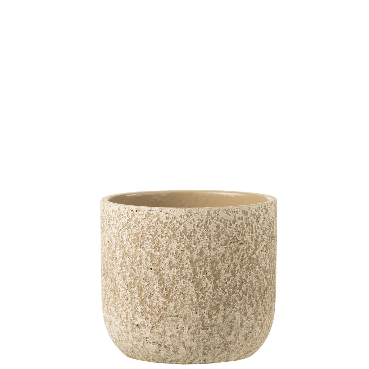 DE BESTE J-LINE BLOEMPOT VAN RUW KERAMIEK IN BEIGE - LARGE - Ø 22.00 CM
