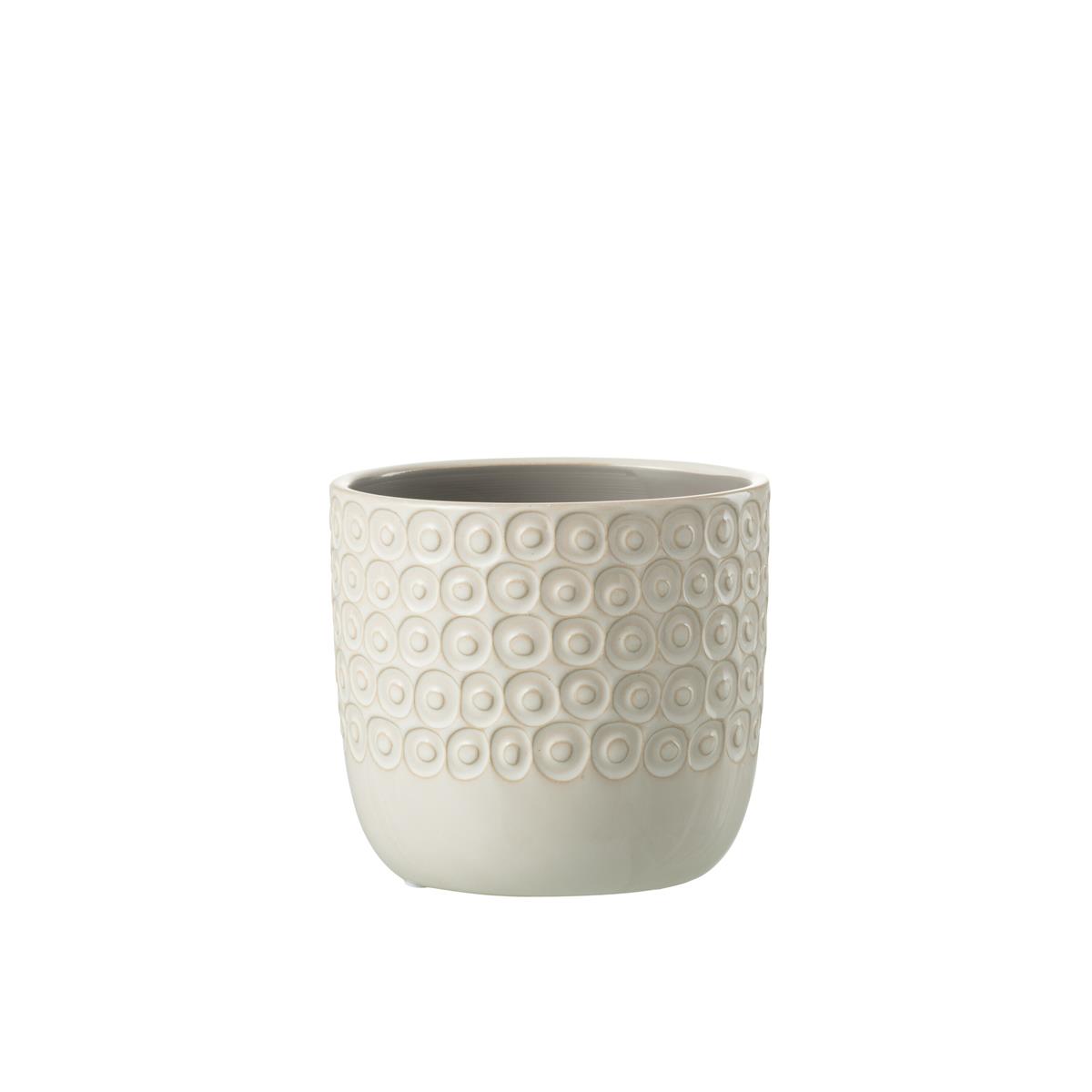 DE BESTE J-LINE BLOEMPOT BOL - KERAMIEK - WIT - MEDIUM - Ø 14.00 CM - 2 STUKS