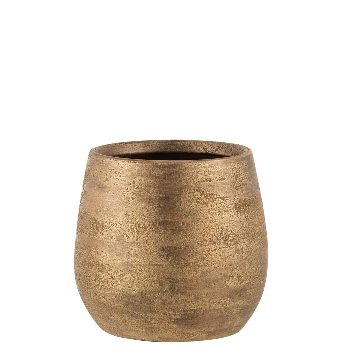 DE BESTE J-LINE BLOEMPOT IN ONEFFEN RUW KERAMIEK EN GOUD - GROOT - Ø 24.00 CM