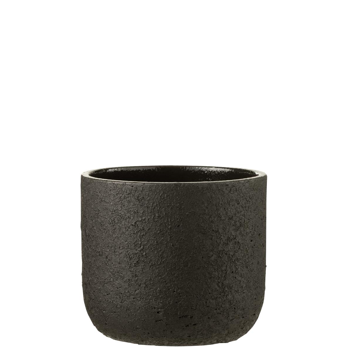 DE BESTE J-LINE BLOEMPOT VAN RUW KERAMIEK IN ZWART EXTRA LARGE Ø 24.00 CM