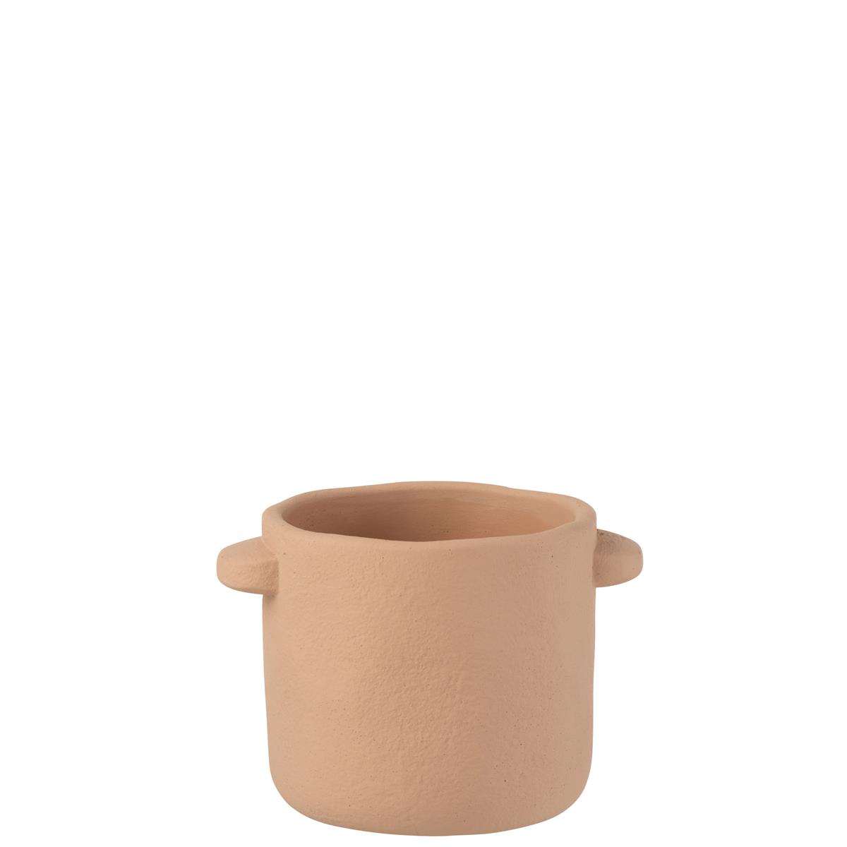 DE BESTE J-LINE BLOEMPOT GUSTAVE - CEMENT - LICHT BRUIN - Ø 16 CM - 2 STUKS