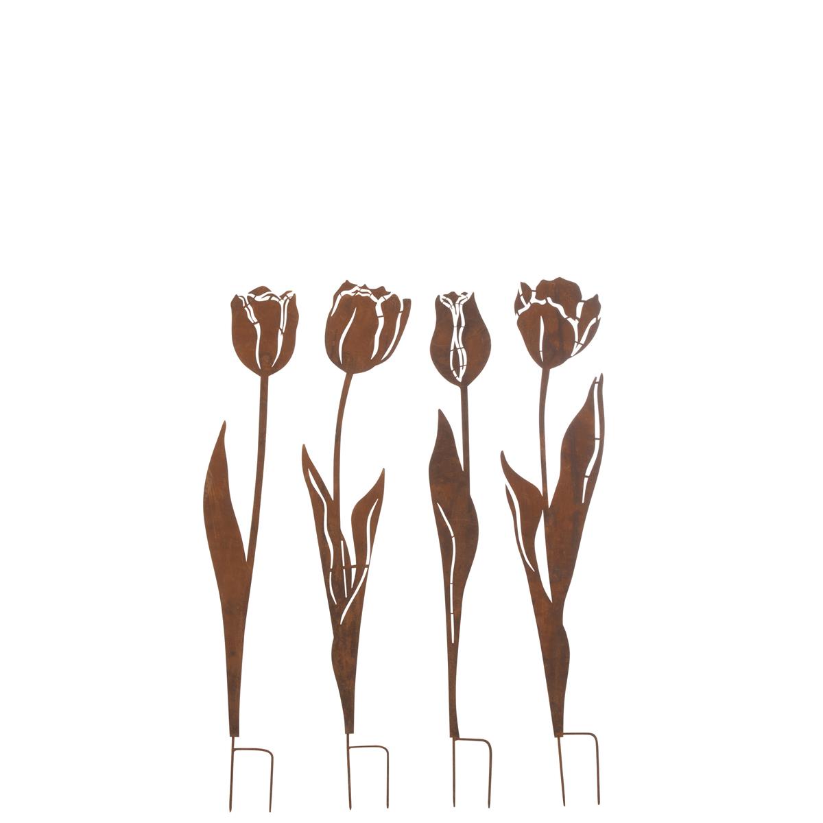 DE BESTE J-LINE TUINDECORATIE BLOEMEN - IJZER - ROEST - SMALL - 4 STUKS