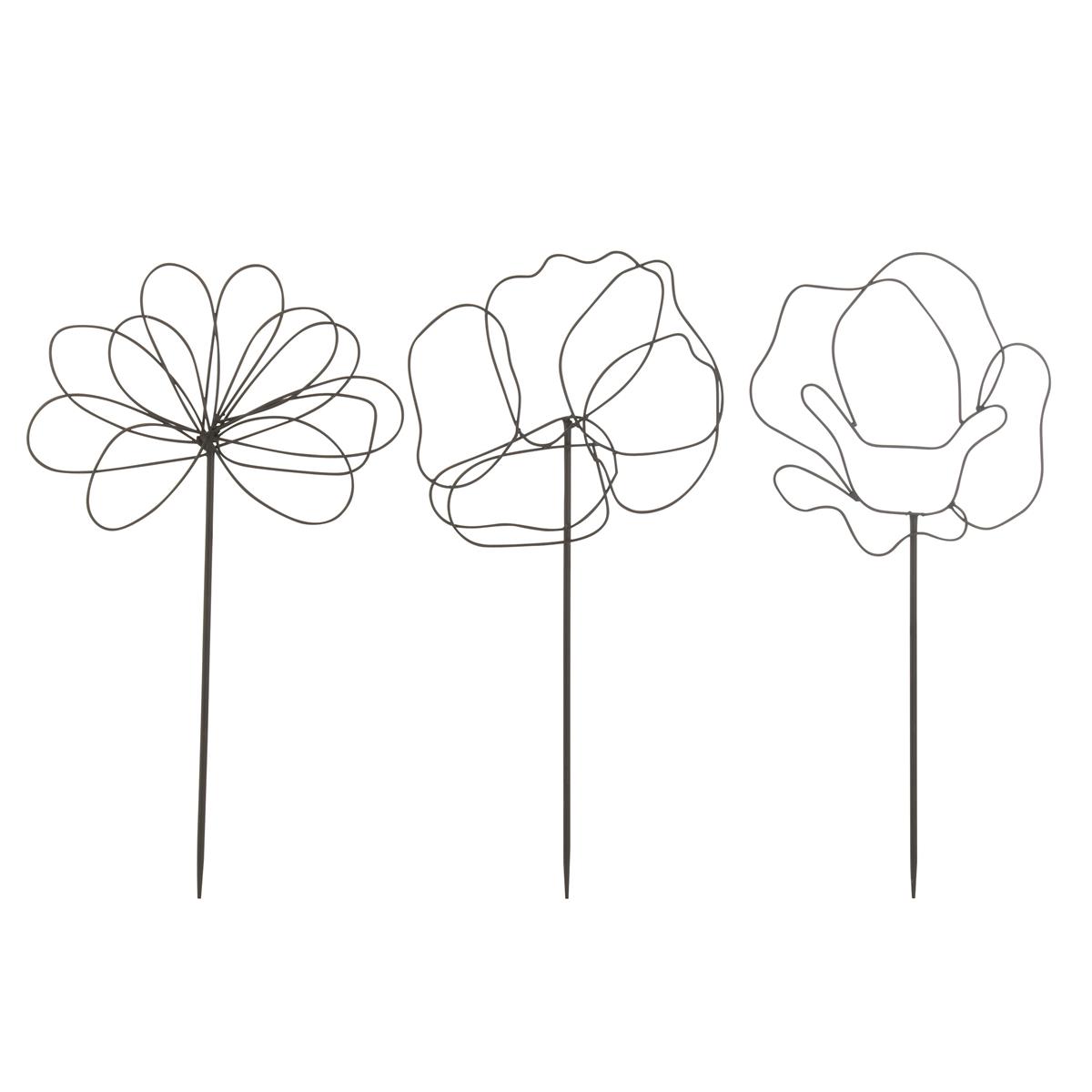 DE BESTE J-LINE DECORATIE VOOR DE TUIN: BLOEMEN VAN IJZER IN ZWART - 3 STUKS