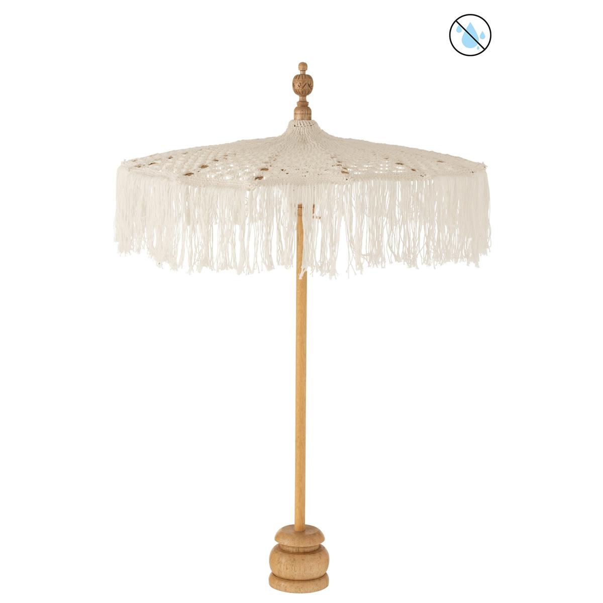 DE BESTE PARASOL MET MACRAME + VOET VAN J-LINE - KATOEN - WIT - S