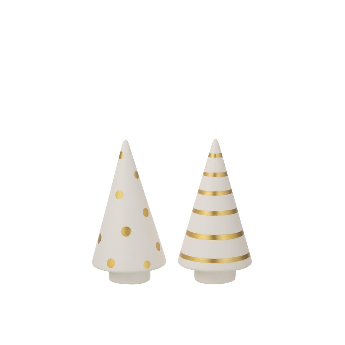 JLine Kerstboom keramiek wit goud M 17 cm 2x kopen? Shop