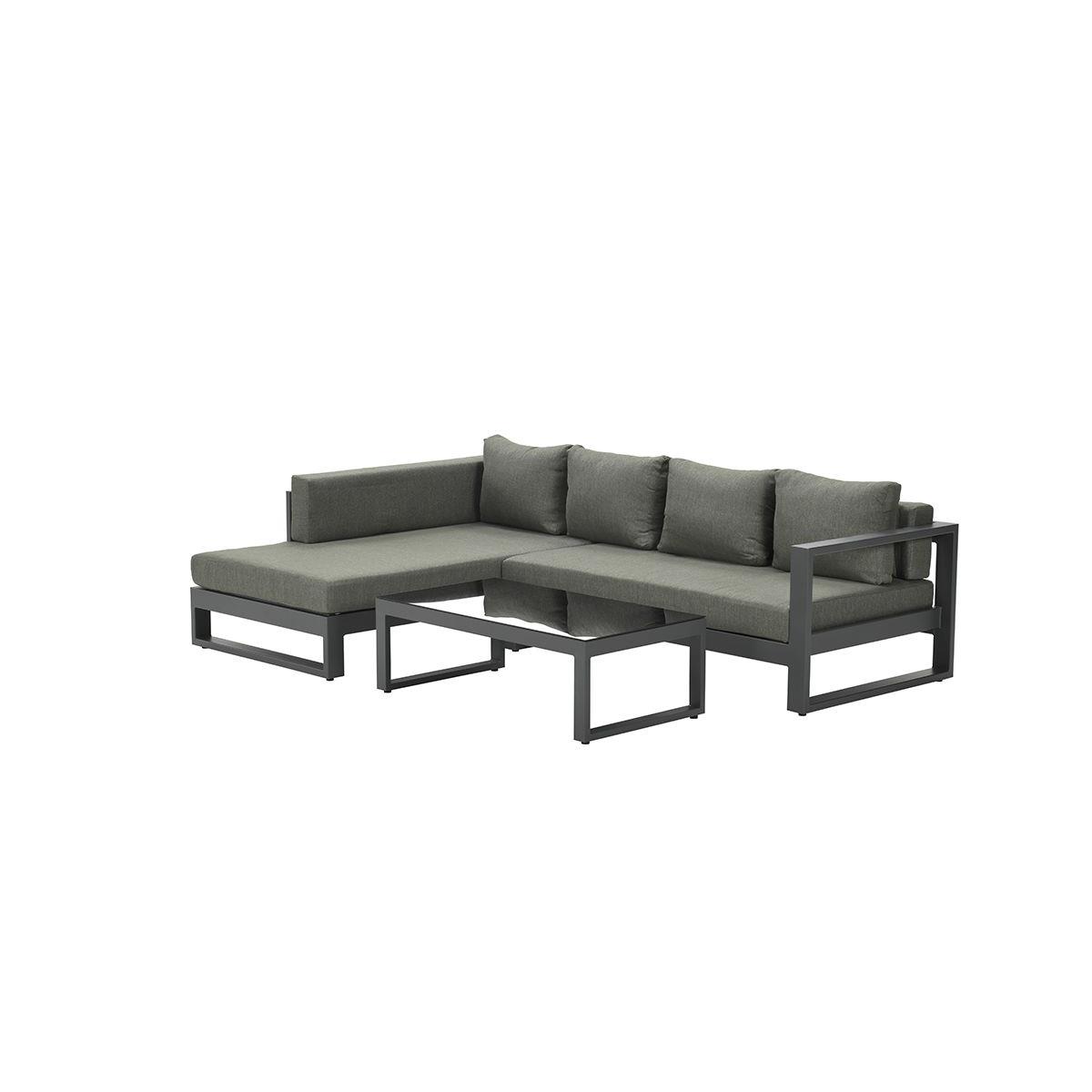 DE BESTE GARDEN IMPRESSIONS ESMEE LOUNGESET RECHTS CARBON BLACK MYSTIC GREY