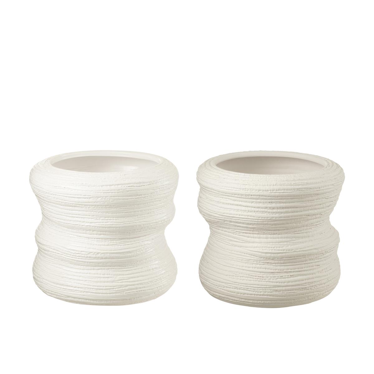 DE BESTE J-LINE BLOEMPOT: ORGANISCH KERAMIEK IN WITTE KLEUR, GROOT FORMAAT Ø 32 CM - 2 STUKS
