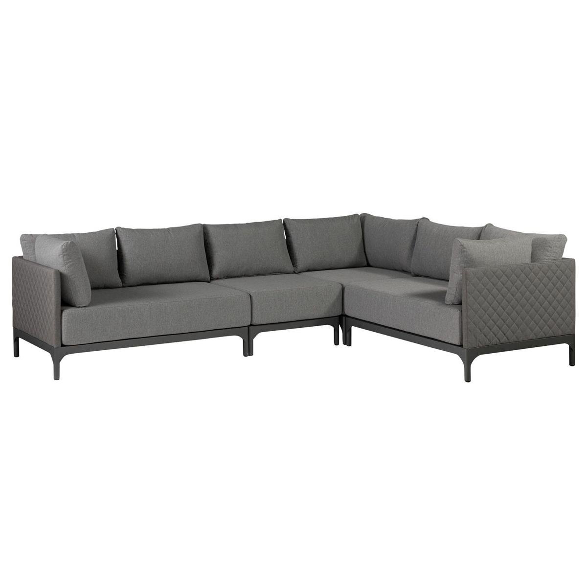 DE BESTE EXOTAN LOUNGESET VOOR BUITEN: DOMINO - ALUMINIUM - STEENGRIJS - 88x300x225