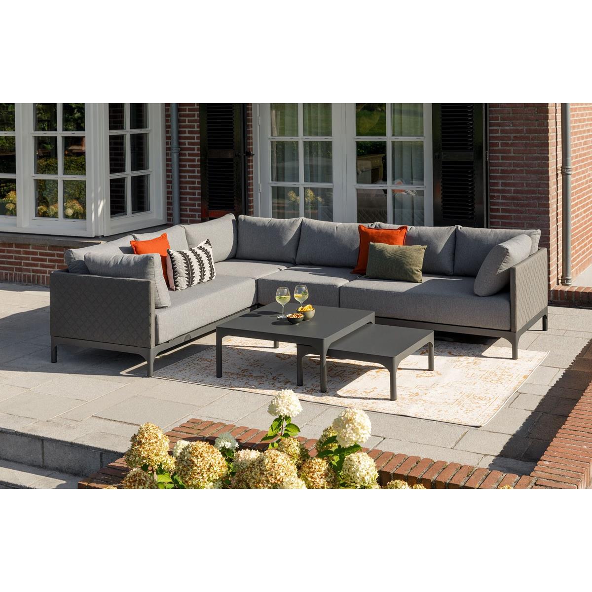 DE BESTE EXOTAN LOUNGESET VOOR BUITEN: DOMINO - ALUMINIUM - STEENGRIJS - 88x300x225
