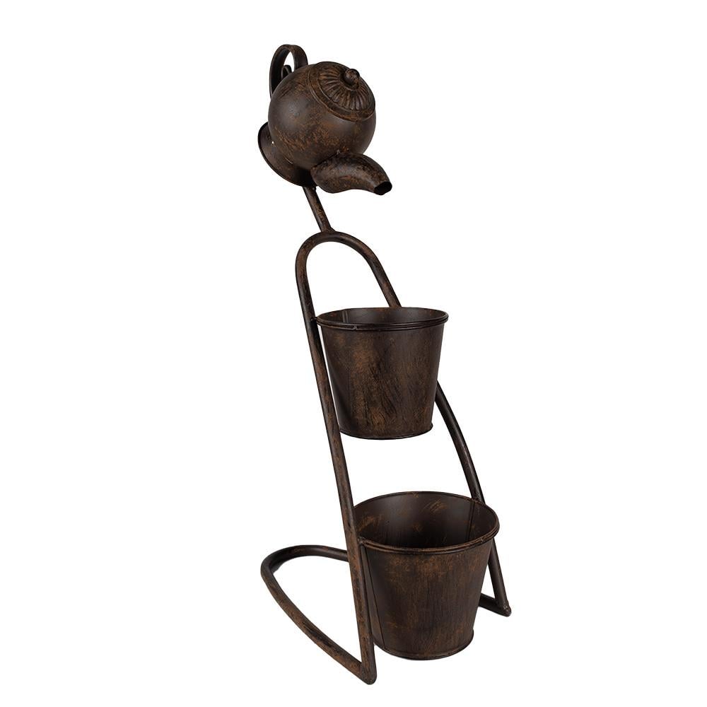 DE BESTE CLAYRE & EEF PLANTHOUDER VOOR THEEPOT 32x20x62 cm IN BRUIN IJZER BLOEMPOT