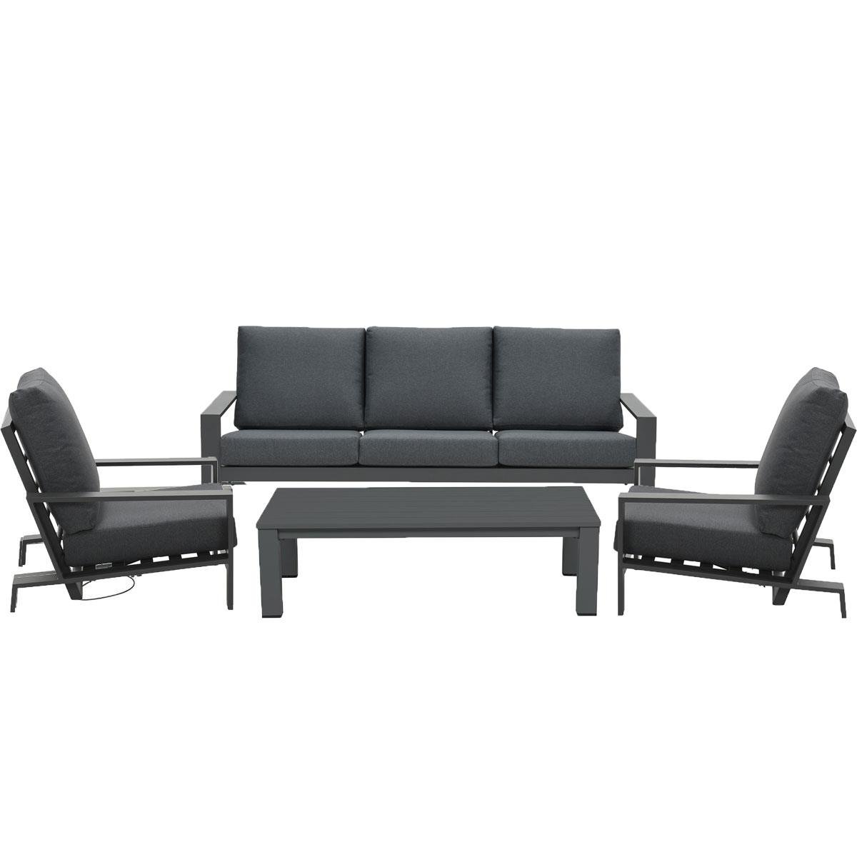 DE BESTE MANIER OM VAN JE TUIN TE GENIETEN: GARDEN IMPRESSIONS COBA LOUNGESET 4-DELIG - DONKER GRIJS -
