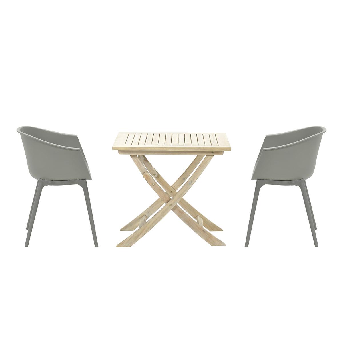 DE BESTE GARDEN IMPRESSIONS LEXY BALKONSET 3-DELIG LICHT GRIJS MET KEYS TAFEL