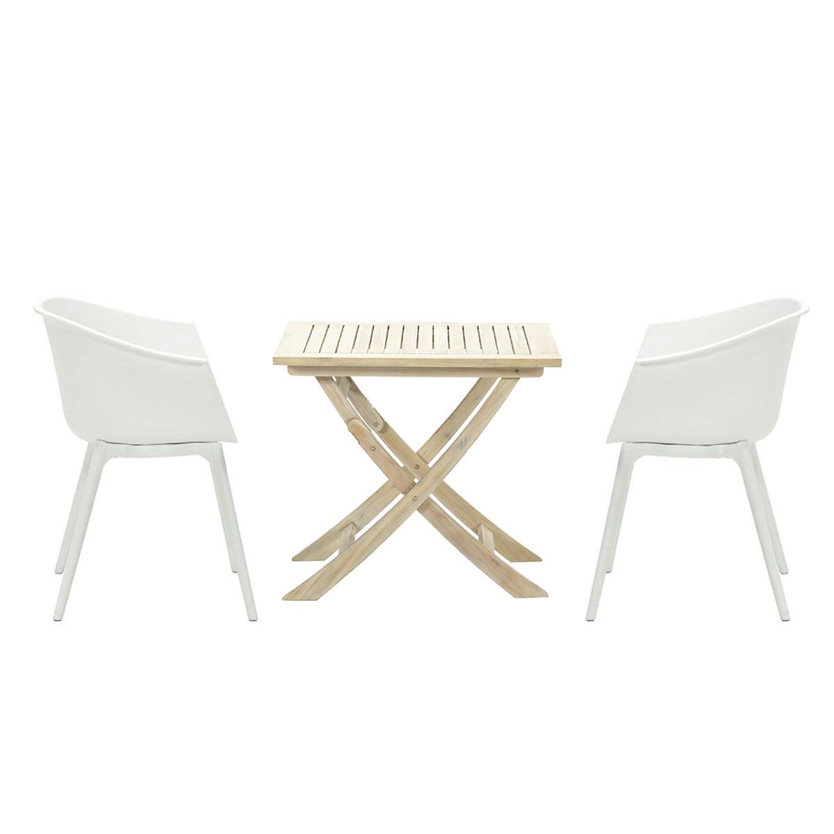 DE BESTE GARDEN IMPRESSIONS LEXY BALKONSET 3-DELIG WIT - KEYS VOUWTAFEL