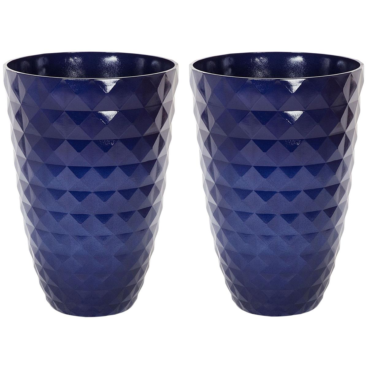 - DE BESTE BLOEMPOT SET VAN 2: BELIANI FERIZA II IN BLAUW CLAY-FIBER MIX
