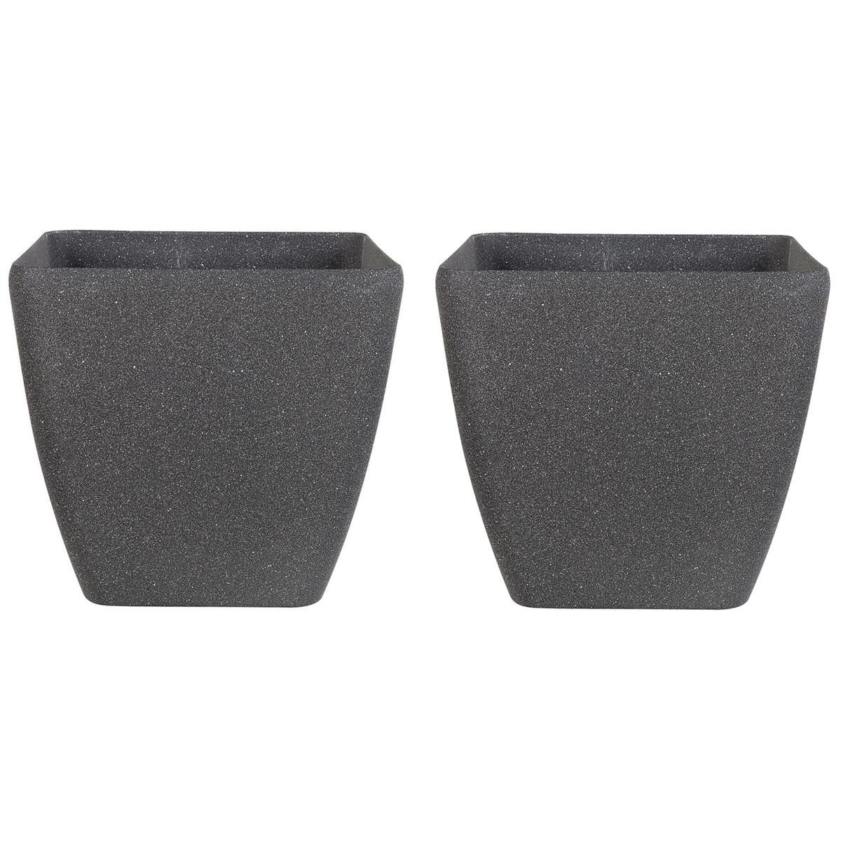 - DE BESTE Bloempot Set van 2: ZELI Grijs 42 cm Stenenmix