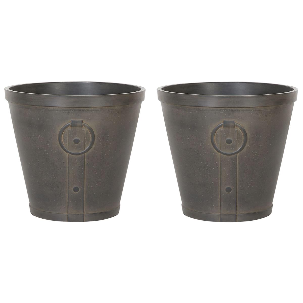 - DE BESTE BELIANI VARI BLOEMPOT SET VAN 2 IN BRUIN 41 CM KLEI VEZELMENGSEL