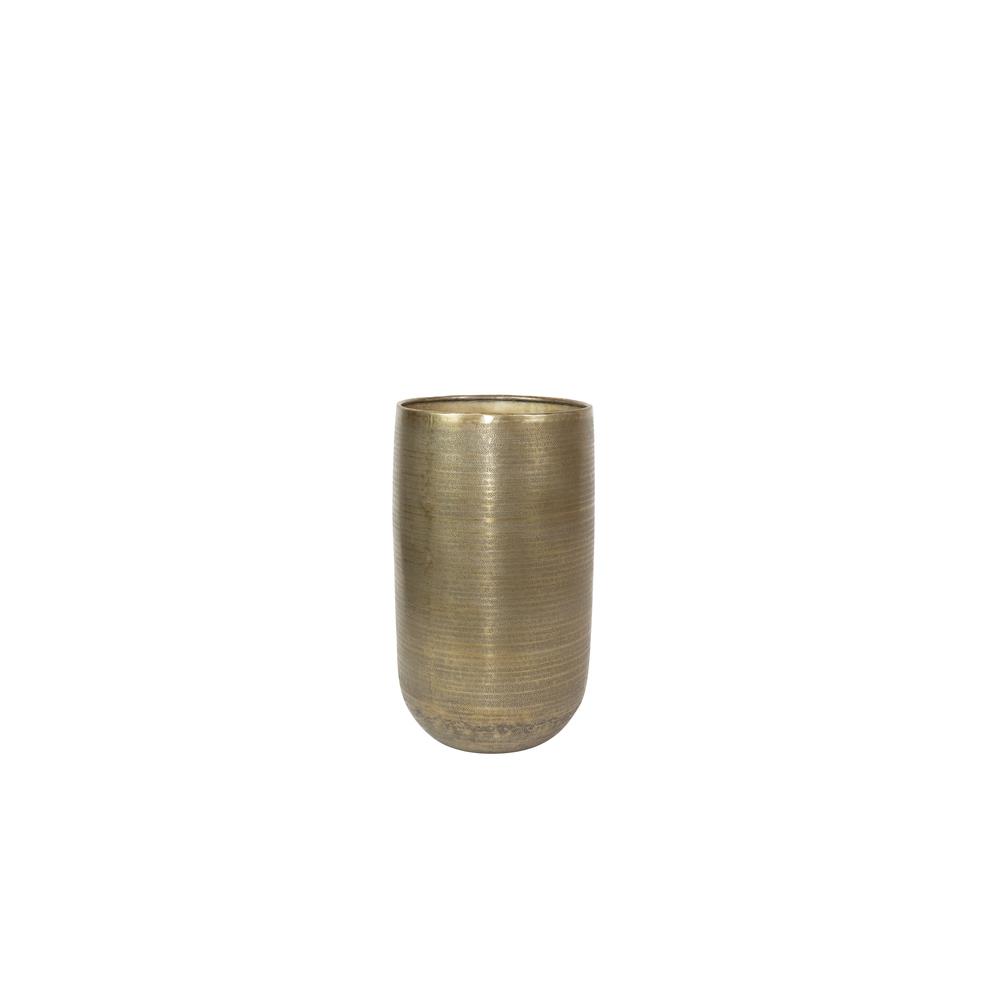 DE BESTE TER STEEGE BLOEMPOT VAN ALUMINIUM IN GOUDEN KLEUR MET EEN DIAMETER VAN 31 CM EN EEN HOOGTE VAN 55 CM