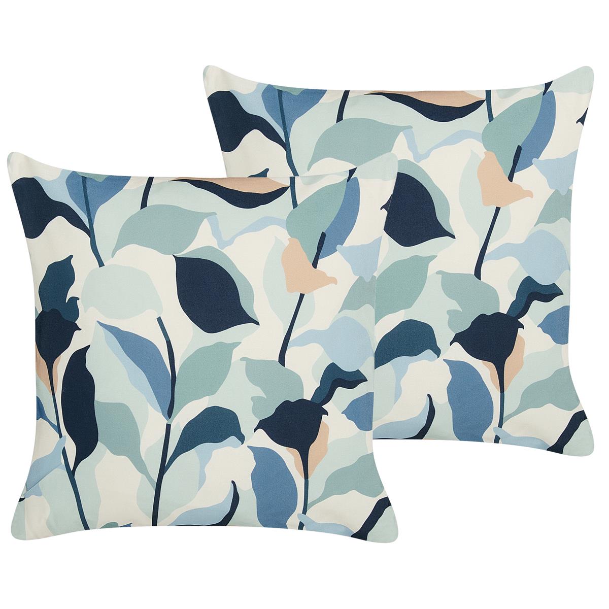 DE BESTE TUINKUSSEN SET VAN 2 IN BLAUW: BELIANI VEGLINO - 45 X 45 CM - POLYESTER