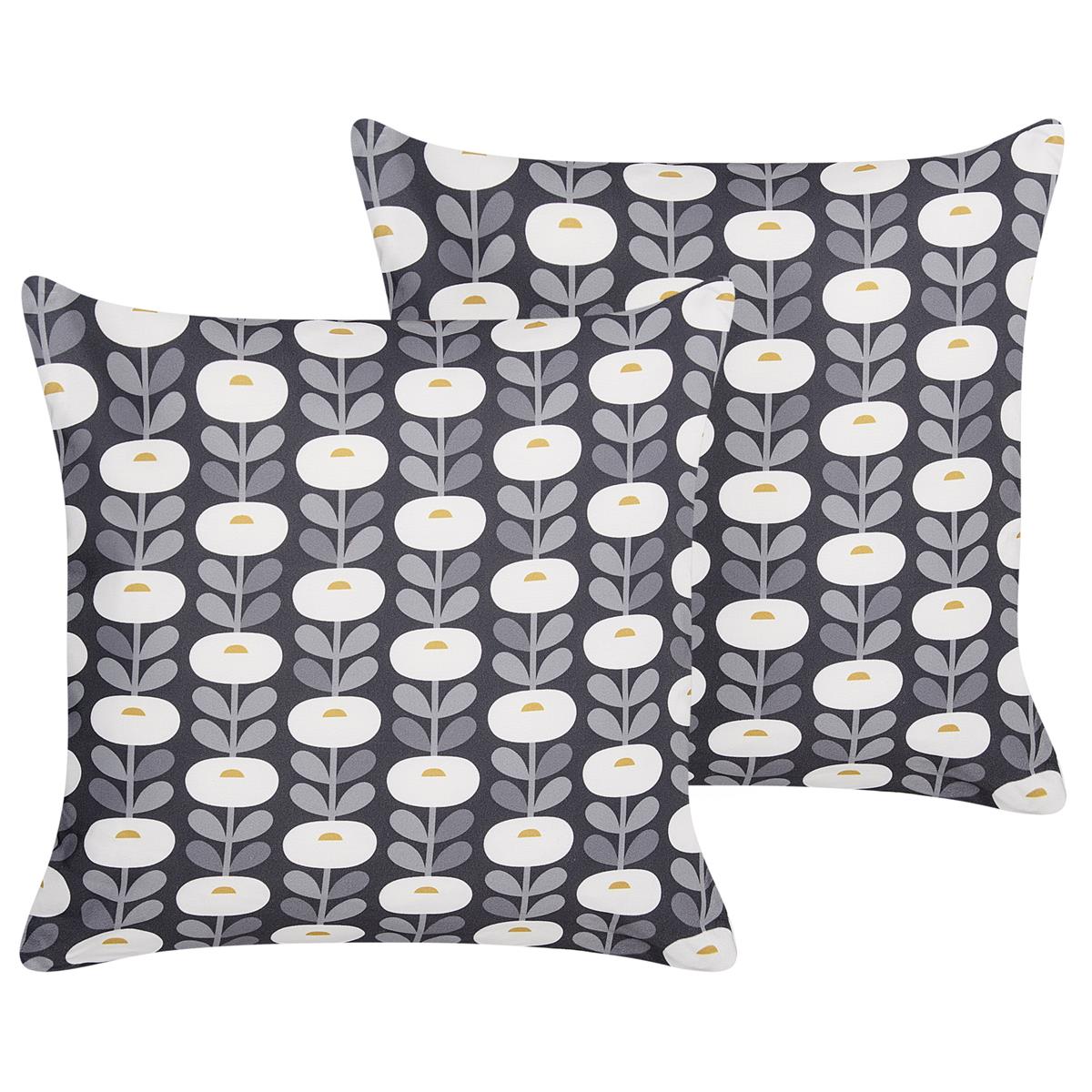 DE BESTE TUINKUSSEN SET VAN 2 IN GRIJS 45 X 45 CM VAN BELIANI VALSORDA GEMAAKT VAN POLYESTER