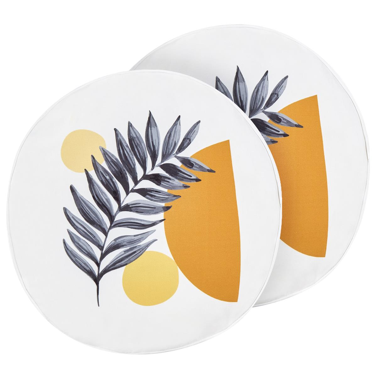 DE BESTE TUINKUSSEN SET VAN 2: BELIANI VIOZENE - WIT POLYESTER - DIAMETER 40 CM