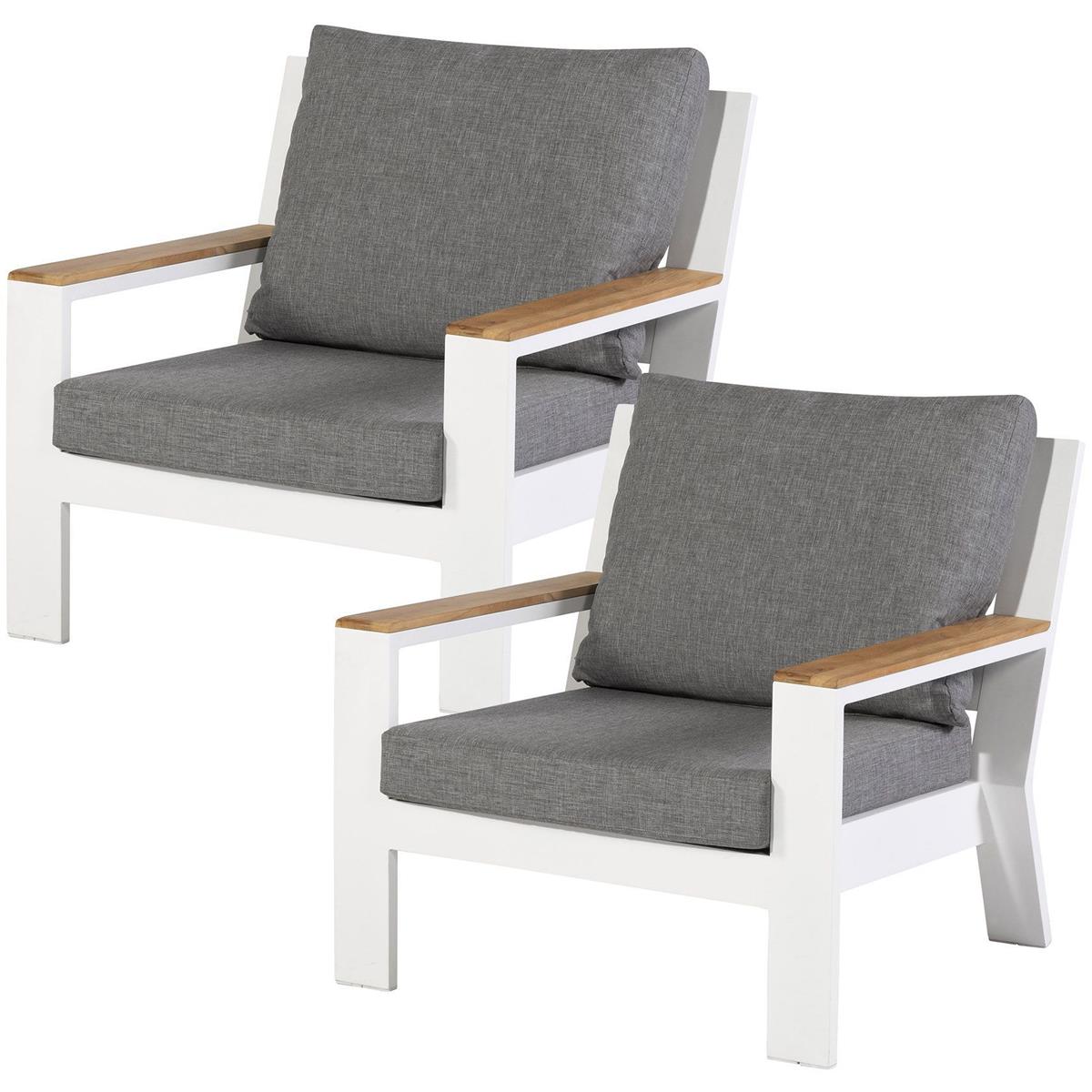 DE BESTE EXOTAN FAUTEUIL BUITEN VALERIE - ALUMINIUM - WIT - SET VAN 2