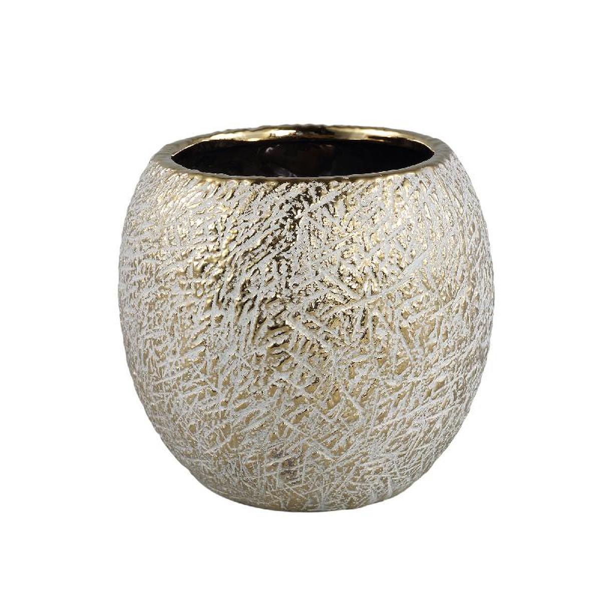 DE BESTE PTMD BLOEMPOT SUNIA - 20x20x18 CM - KERAMIEK - GOUD