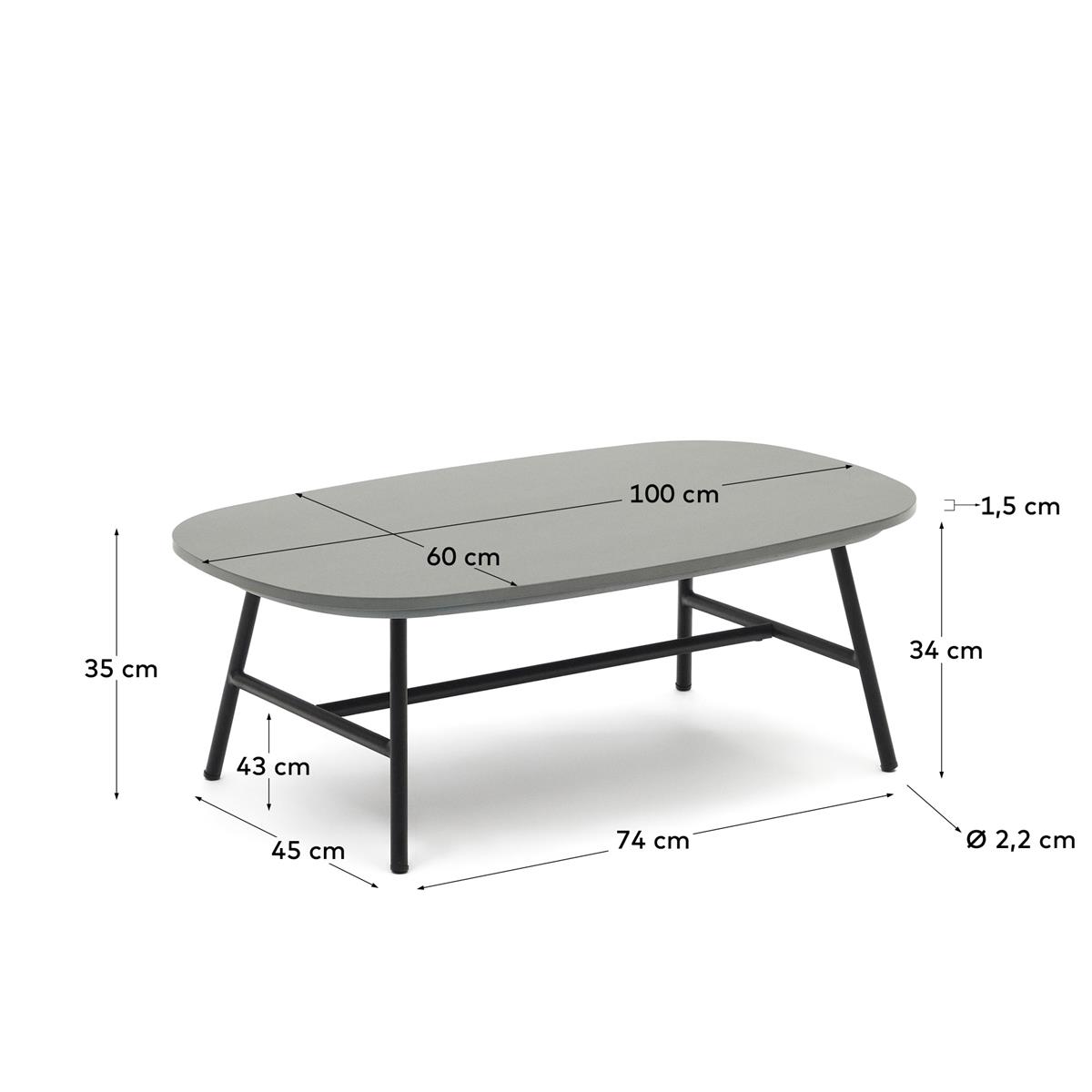 DE BESTE KEUZE: KAVE HOME - BRAMANT STALEN SALONTAFEL MET ZWARTE AFWERKING, 100 X 60