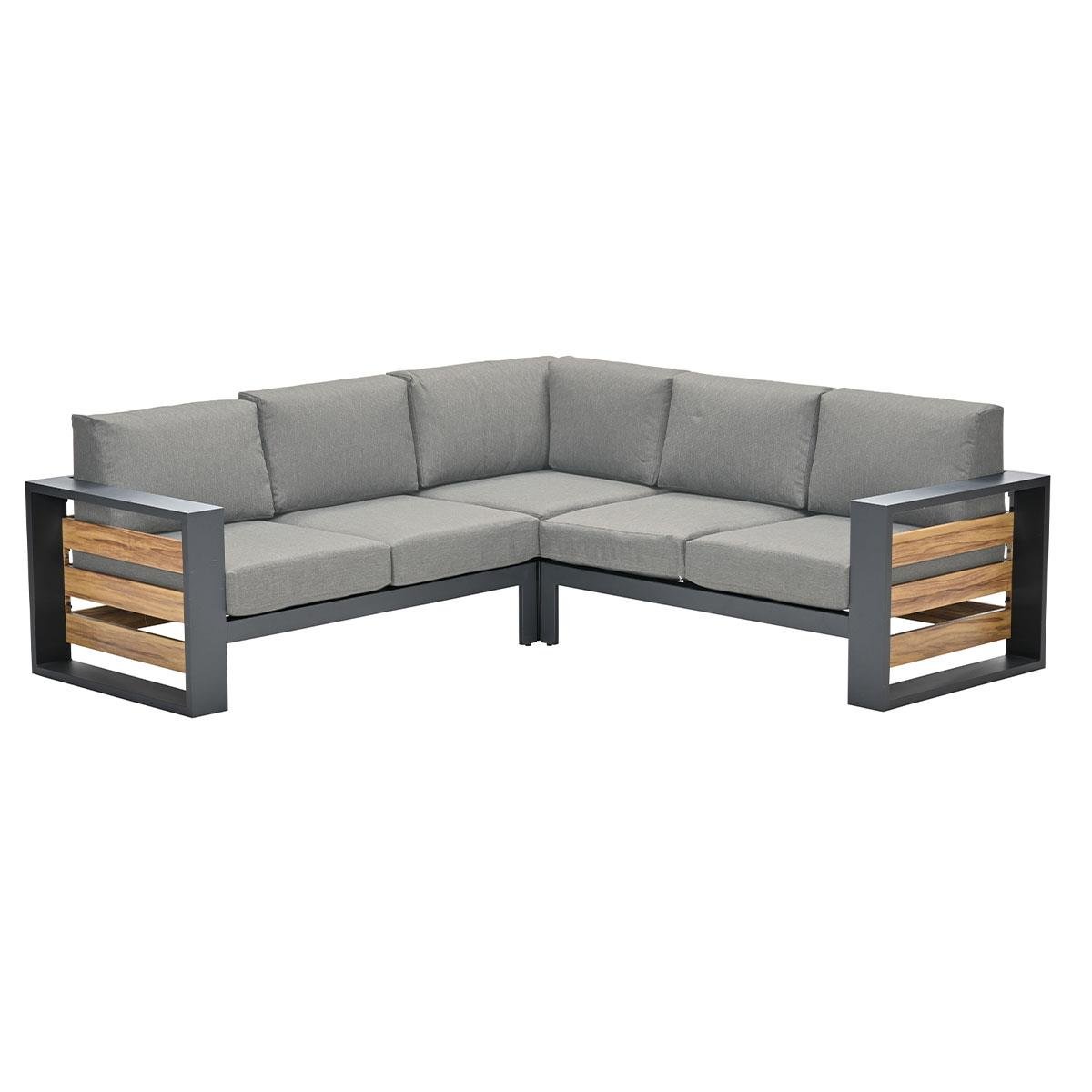 DE BESTE GARDEN IMPRESSIONS NIKA HOEK LOUNGEBANK - ZAND - TEAK LOOK
