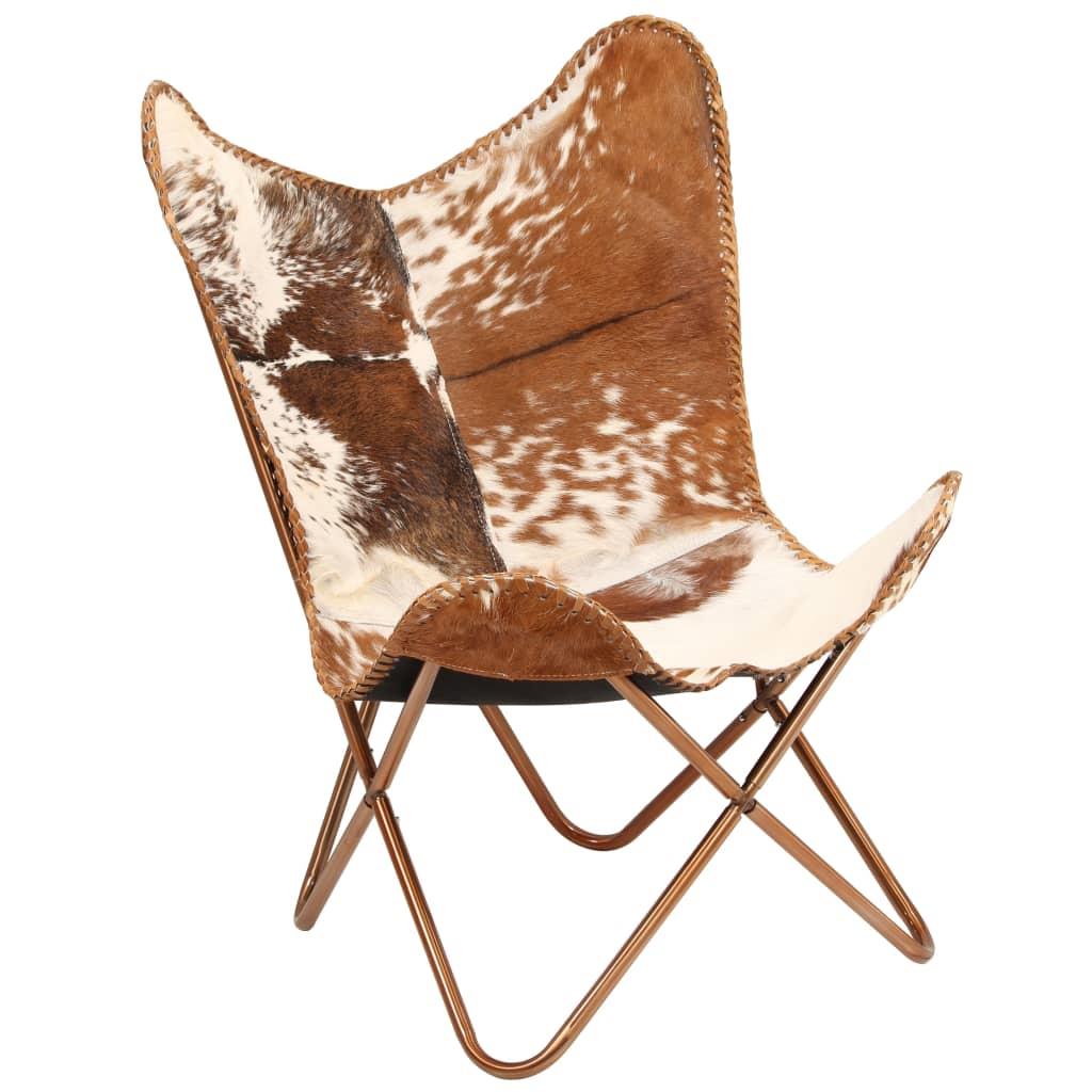 Bereiken bereiken Dom vidaXL Vlinderstoel echt geitenleer bruin en wit kopen? Shop bij fonQ!
