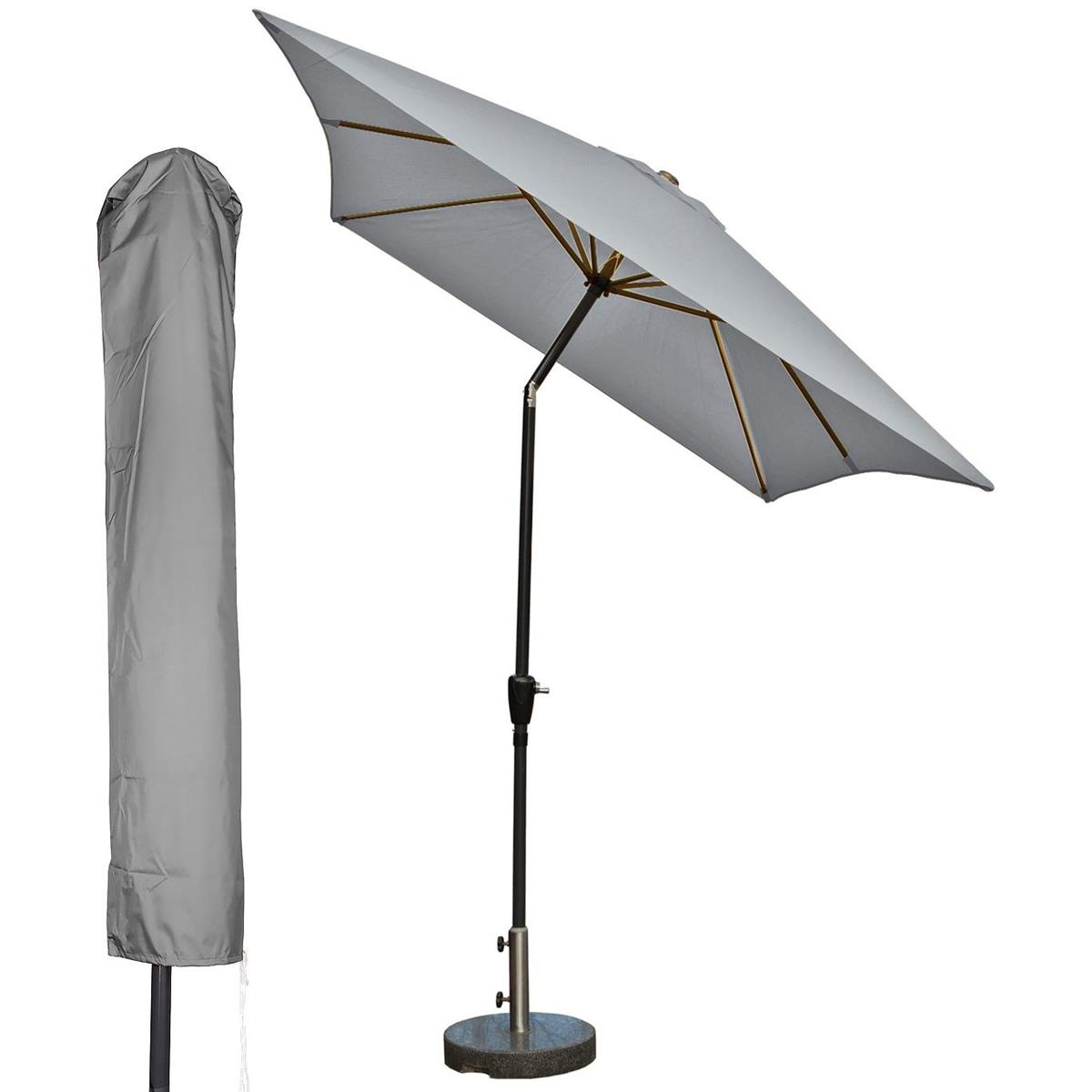 DE BESTE KOPU® BILBAO PARASOLSET RECHTHOEKIG 150X250 CM MET HOES - LICHTGRIJS