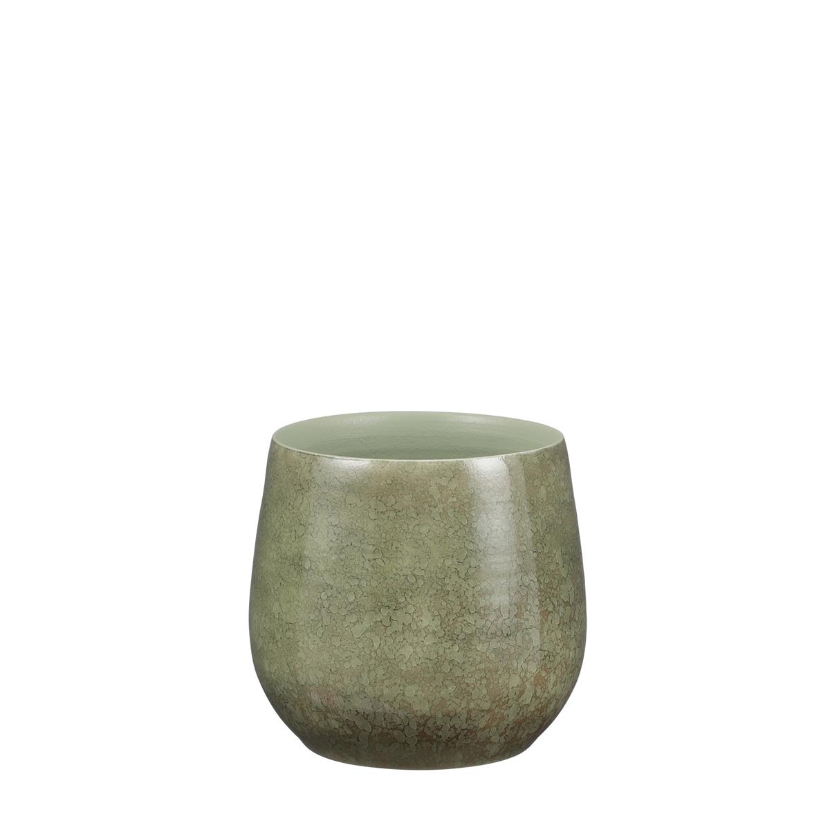 DE BESTE MICA DECORATIONS OLIVER BLOEMPOT - H22 X Ø24 CM - TERRACOTTA - GROEN
