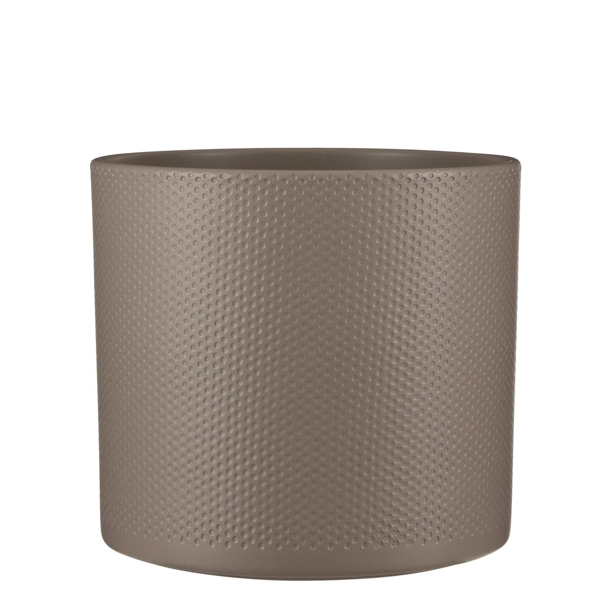 DE BESTE MICA DECORATIONS ERA BLOEMPOT VOOR JE INTERIEUR - HOOGTE 26 x DIAMETER 28 cm - RELIËF - TAUPE