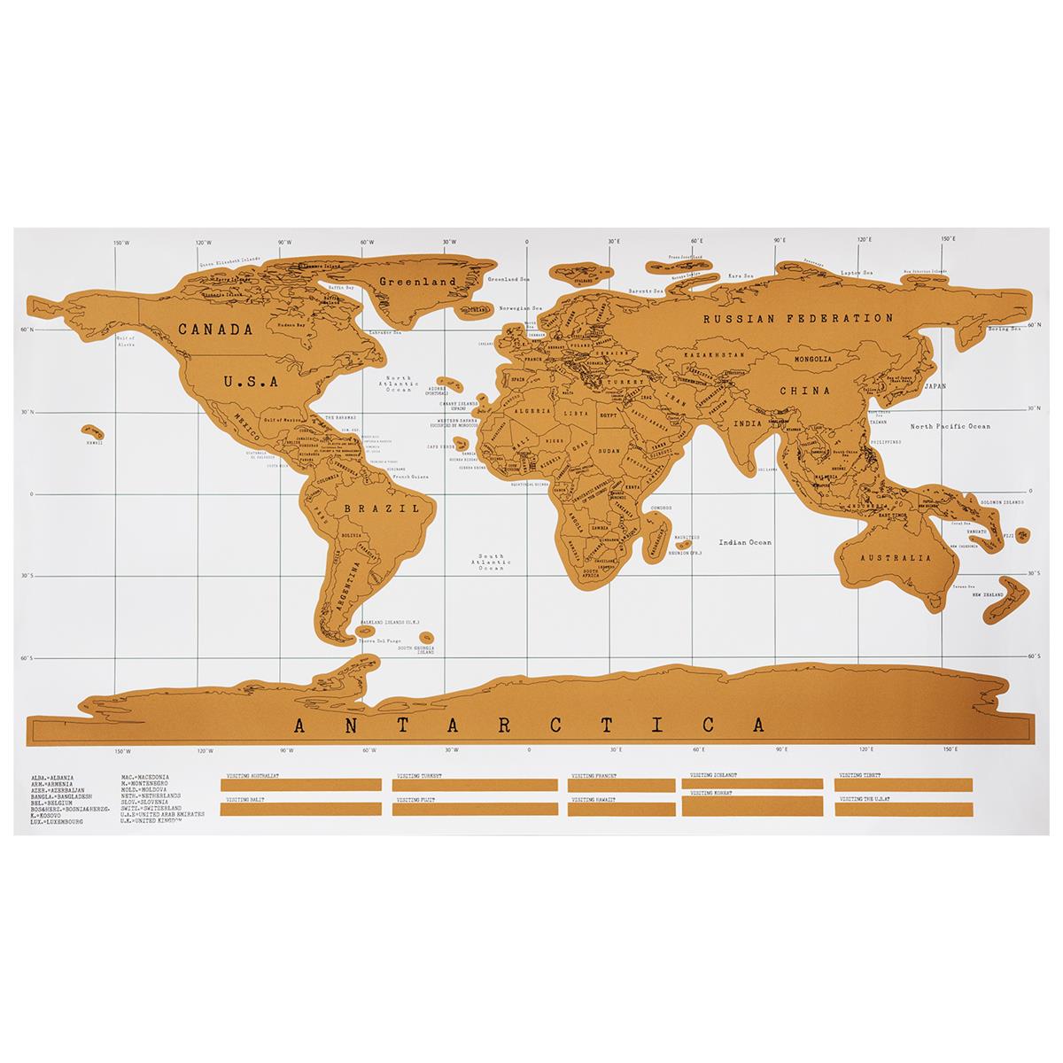 Aretica Wereld Kraskaart (Scratch Map) Wit 88 x 52 cm kopen? Shop ...