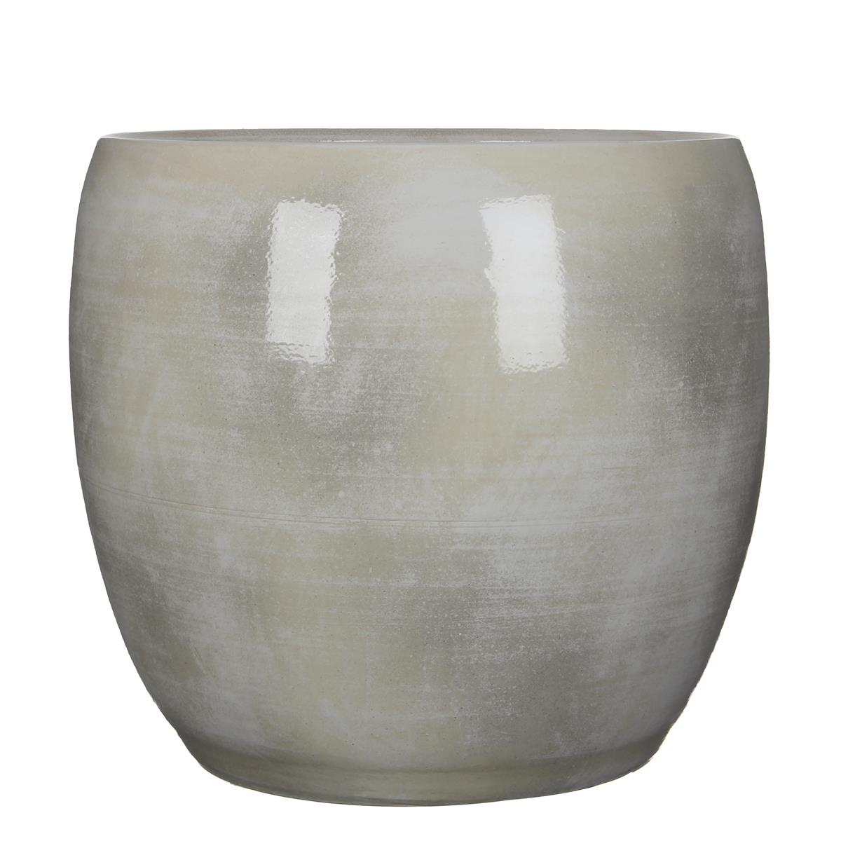 DE BESTE MICA DECORATIONS LESTER BLOEMPOT - HOOGTE 35 x DIAMETER 38 CM - LICHTGRIJS