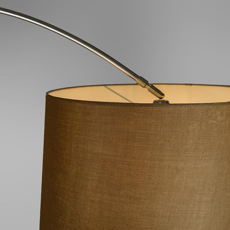 QAZQA Booglamp staal stoffen kap bruin 45 cm - XXL