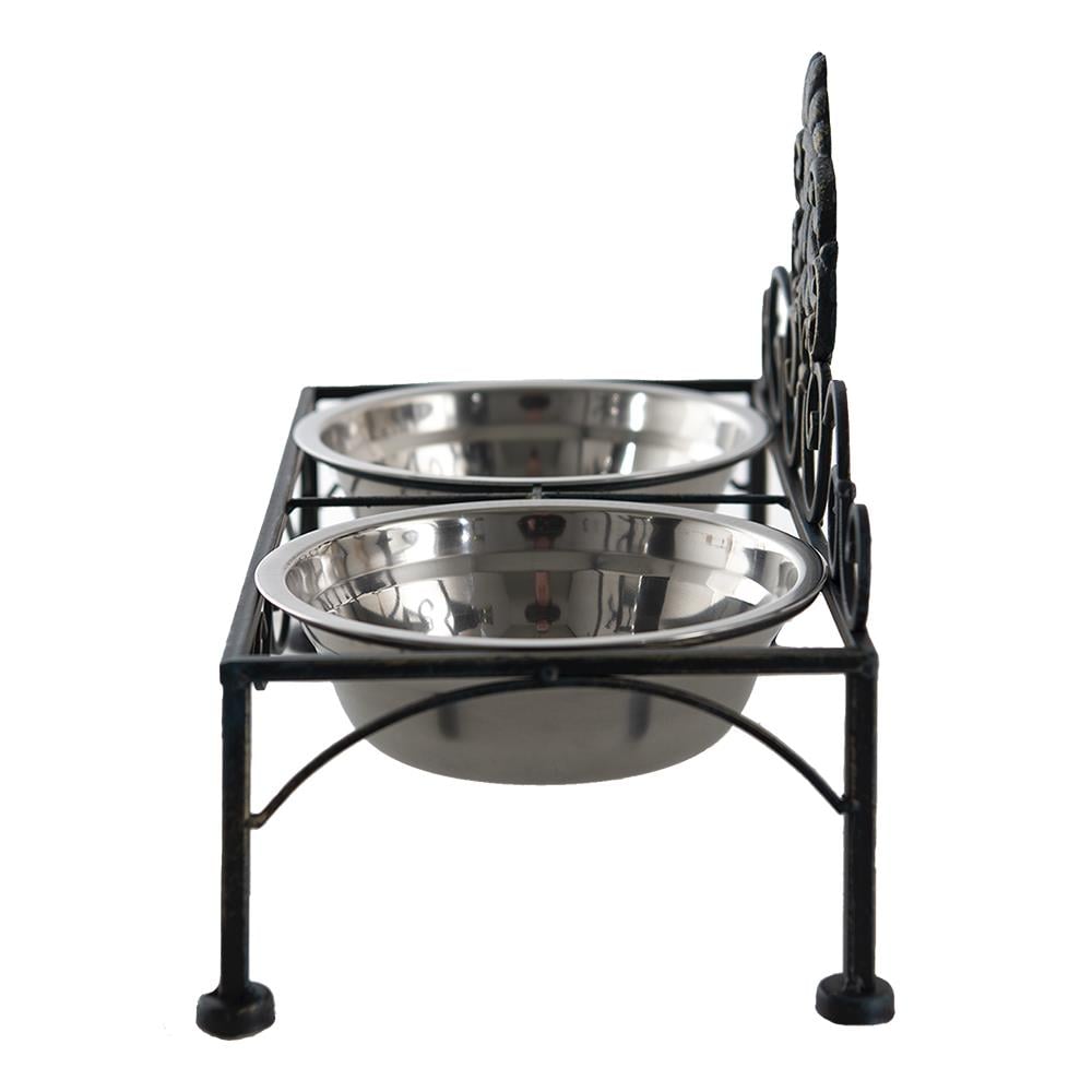 Clayre & Eef Voerbak Hond   39x19x25 cm Zwart Ijzer Rechthoek Voerbak