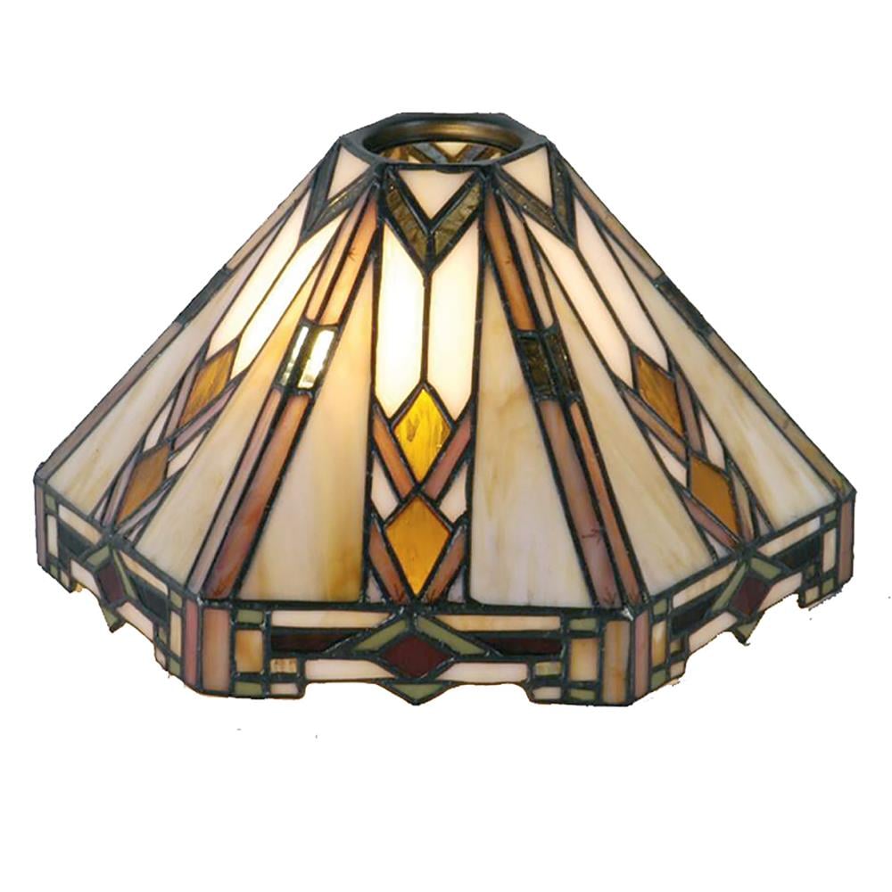 Clayre & Eef Lampenkap Tiffany  26x22x15 cm Beige Bruin Glas Driehoek